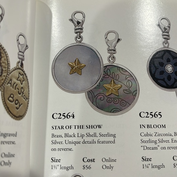 Silpada Sterling and Shell Reversible Star Disc Charm - Picture 7 of 7